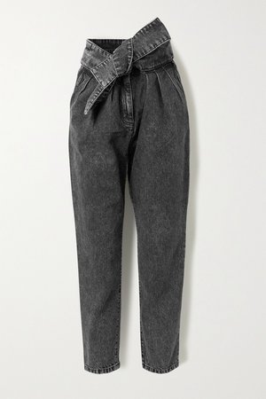 Dark gray Repu cropped belted acid-wash high-rise tapered jeans | IRO | NET-A-PORTER