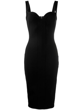 Black Victoria Beckham Sweetheart Neckline Fitted Dress | Farfetch.com