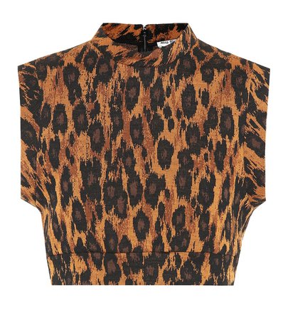 Miu Miu - Leopard-printed wool-blend crop top | Mytheresa