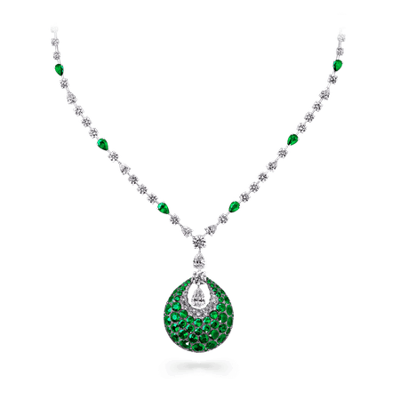 Bombé Necklace, Emerald and diamond | Graff