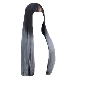 Straight Black and White Hair PNG