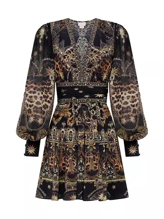 Shop Camilla Masked At Midnight Leopard Silk Minidress | Saks Fifth Avenue
