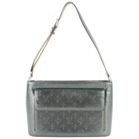 Louis Vuitton Allston Slate Mat Vernis 17lz1113 Blue Patent Leather Shoulder Bag For Sale at 1stdibs