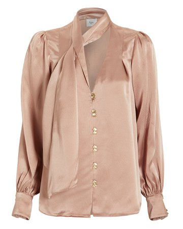 Astrid Hammered Silk Button Front Blouse