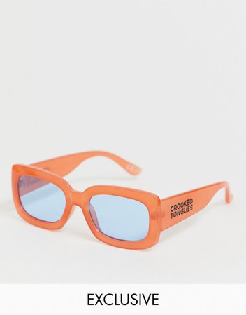 Crooked Tongues unisex chunky sunglasses in neon orange | ASOS
