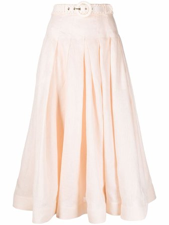 ZIMMERMANN belted pleated A-line skirt