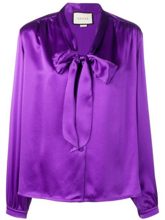 Gucci Tie-Front Blouse 562242ZHS19 Purple | Farfetch