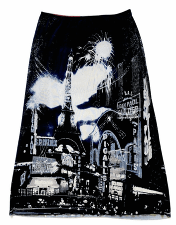 JEAN PAUL GAULTIER Maille Skirt Eiffel Tower Pigalle Images in Mesh sz L | eBay