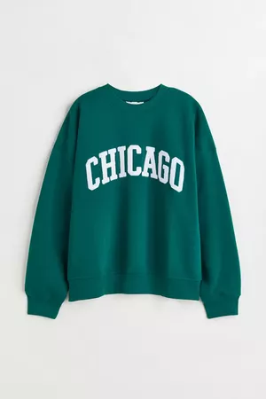 Printed Sweatshirt - Dark turquoise/Chicago - Ladies | H&M US