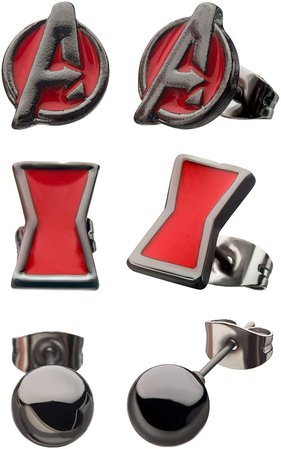 Amazon.com: Black Widow Movie Earrings 3-Piece Set: Clothing, Shoes & Jewelry
