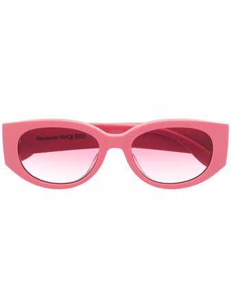 Alexander McQueen Eyewear Graffiti logo-print oval-frame Sunglasses - Farfetch