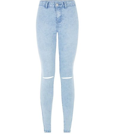 Light Blue Ripped Knee Skinny Disco Jeans | New Look