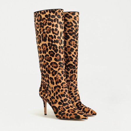 J.Crew: High-heel Tall Boots In Leopard Calf Hair