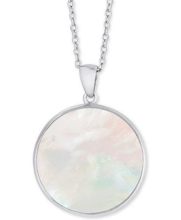 Macy's Sterling Silver Mother-of-Pearl Disc Pendant 18" Necklace