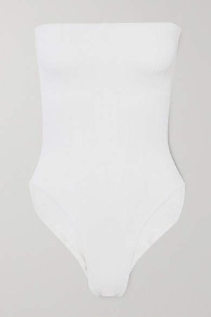 Audrey Ribbed Bandeau Swimsuit - White