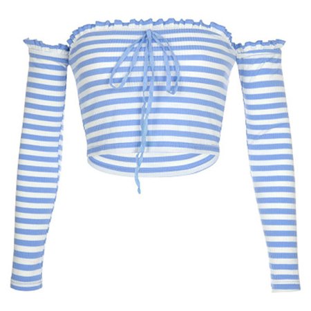 Sexy Blue Striped Long Sleeve Crop Top – The Littlest Gift Shop