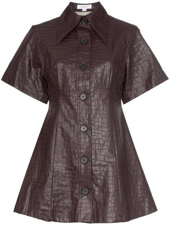 Beaufille Piper crocodile-embossed faux leather shirt dress