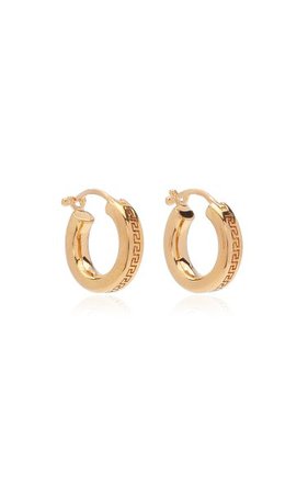 Small Greca Gold-Plated Hoop Earrings By Versace | Moda Operandi