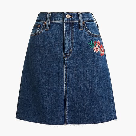J.Crew Factory: Raw edge embroidered denim mini skirt