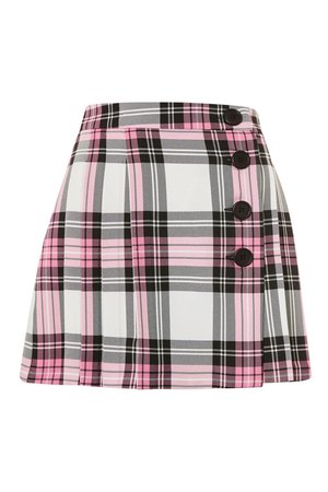 Tartan Checked Button Kilt A-Line Skirt