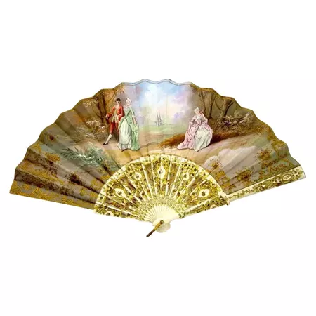 Antique French Hand Painted Fan : Grand Tour Antiques | Ruby Lane