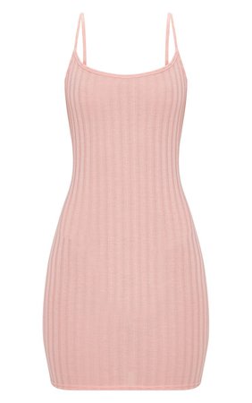 Pink Rib Knit Strappy Dress | Knitwear | PrettyLittleThing USA