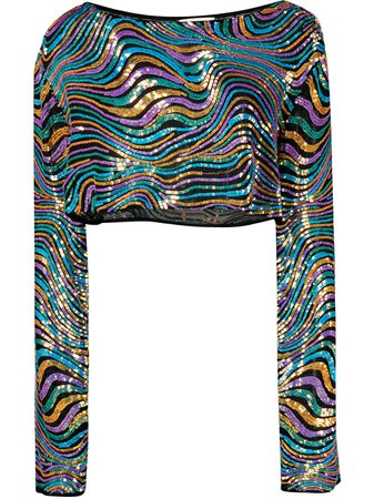 LAPOINTE swirl-sequin Cropped Top - Farfetch