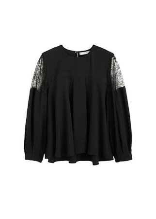 MANGO Lace panel blouse