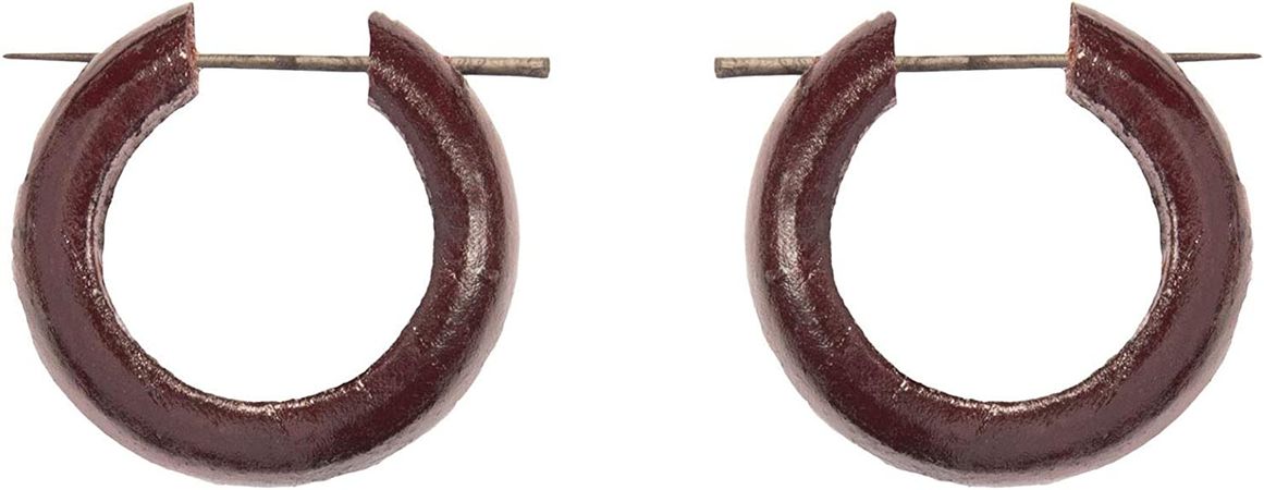 81stgeneration 17.5 cm Coconut Wooden Small Hoop Earrings - Brown Handmade Gothic Earrings - Tribal Wooden Hoop Earrings for Women and Men - Hippie Earrings - Handmade Earrings : Amazon.ca: Clothing, Shoes & Accessories