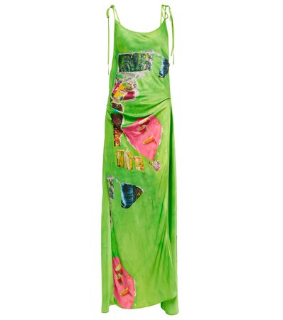 Acne Studios - Printed satin wrap midi dress | Mytheresa