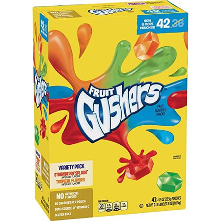 Amazon.com: Fruit Fruit Fruit Gushers Variety, Strawberry Splash & Tropical (42 ct.) A1 : Gourmet Food and Food