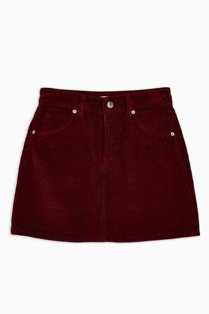 PETITE Burgundy Corduroy Denim Skirt | Topshop burgundy