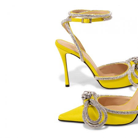 Mach and Mach Double bow satin pumps for Women - Yellow in UAE | Level Shoes