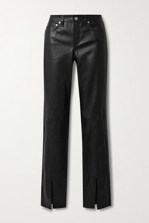 Cate Leather Flared Pants - Black