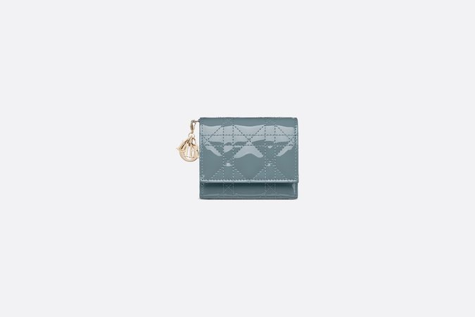 Lady Dior Lotus Wallet Cloud Blue Patent Cannage Calfskin | DIOR