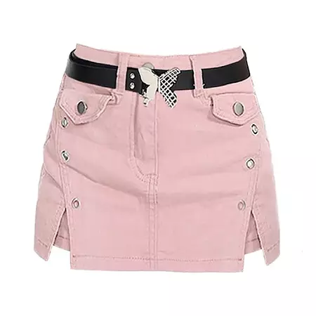 Pink Denim Skort with Butterfly Belt | BOOGZEL CLOTHING – Boogzel Clothing