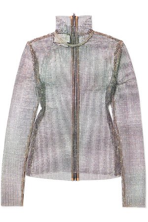 Gucci | Crystal-embellished stretch-mesh turtleneck top | NET-A-PORTER.COM