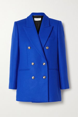 Royal blue Double-breasted wool and cashmere-blend felt blazer | SAINT LAURENT | NET-A-PORTER