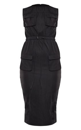 Black Cargo Sleeveless Pocket Detail Midaxi Dress | PrettyLittleThing USA