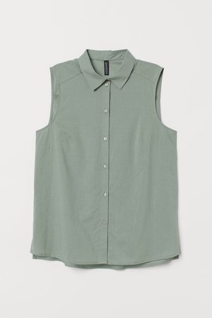 Sleeveless Blouse - Light khaki green - Ladies | H&M US