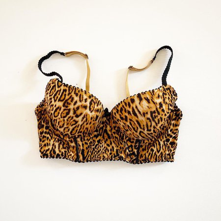Vintage leopard print mini corset bra #00s #70s... - Depop