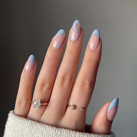 Light Blue French Tip Style Nails