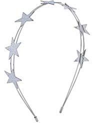 Amazon.com: Lux Accessories Silver Tone Glitter Star Celestial Double Row Wire Headband : Clothing, Shoes & Jewelry