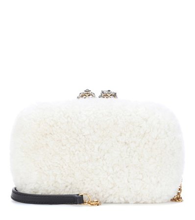 Queen and King Skull fur box clutch