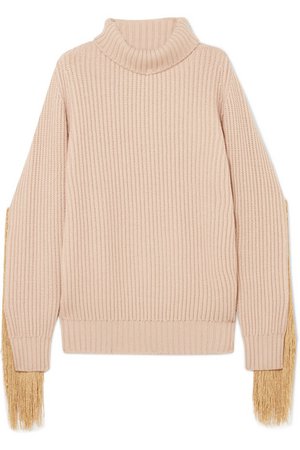 Hillier Bartley | Fringed ribbed-knit cashmere turtleneck sweater | NET-A-PORTER.COM