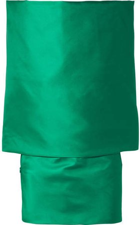 Layered Satin Mini Dress - Emerald