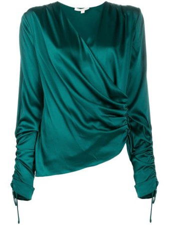 Green Jonathan Simkhai Wrap Silk Blouse | Farfetch.com