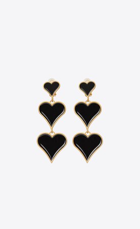 Saint Laurent Three Heart Earrings In Brass And Enamel | YSL.com