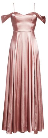 Cold Shoulders Satin Evening Gown