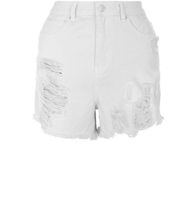 White Ripped Denim Shorts | New Look